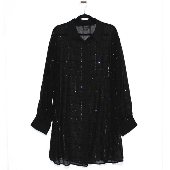 rinku dalamal sequin shirt dress Rdalamal Anthropologie Rinku Dalamal Mini Dress NWT Black Sheer Sequin Slip  Sz L